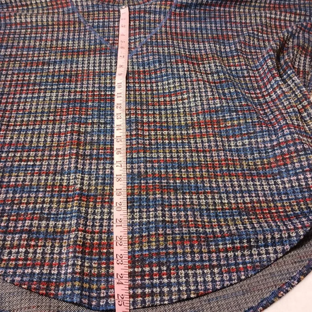 PURE essence Poncho, Denim Blue/Red/Gray, Cowl Neck, Size XL/TG, Layering Piece - Picture 7 of 10